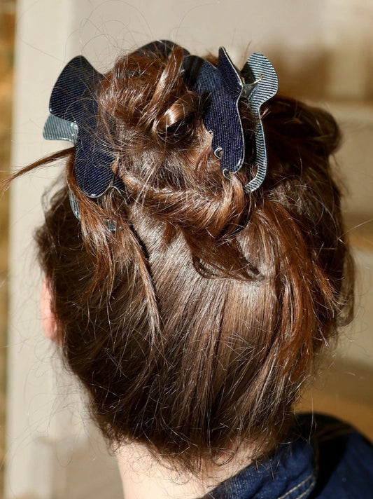 Mini Blue Jean Hair Claw Clip