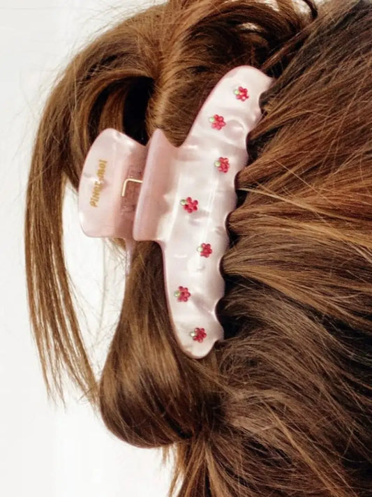 Raspberry Crystal Hair Claw Clip