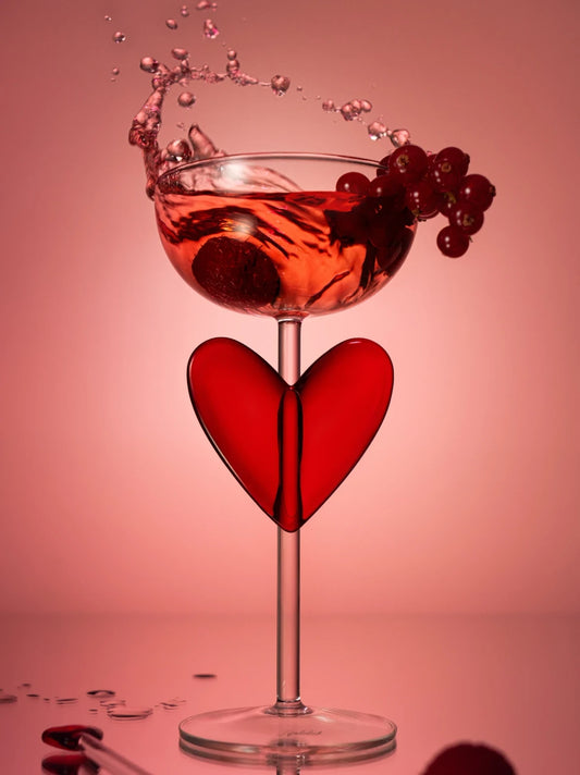 Red Heart Cocktail Glass