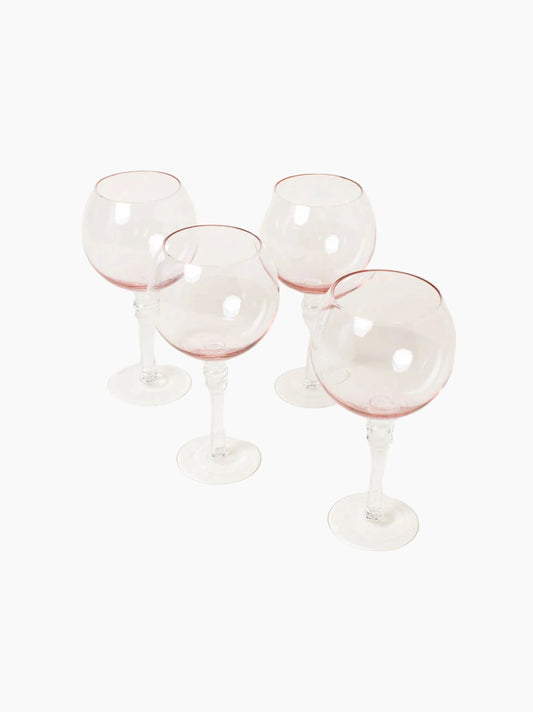 Pink Wine Glasses Set of 4