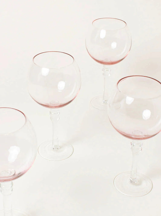 Pink Wine Glasses Set of 4