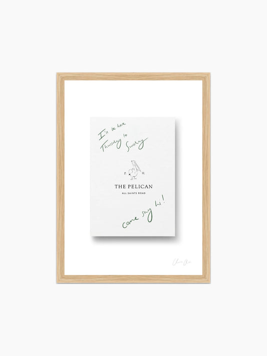 Card at The Pelican Framed Art Print