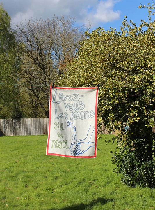 Wash Your Hands Linen Tea Towel