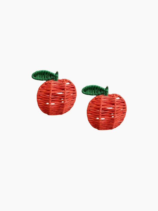 Apple Raffia Napkin Ring Set