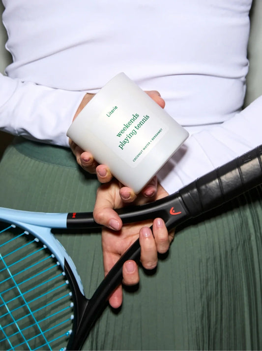 Weekends Playing Tennis Candle
