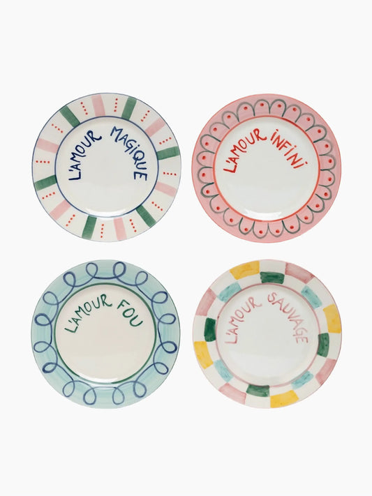L’Amour Dessert Plates Set of 4