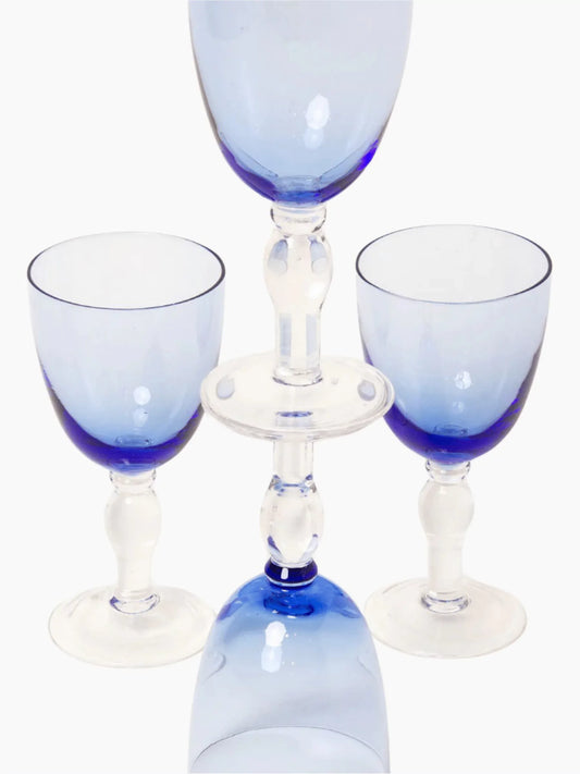 Small Blue Wine Glasses Set of 4