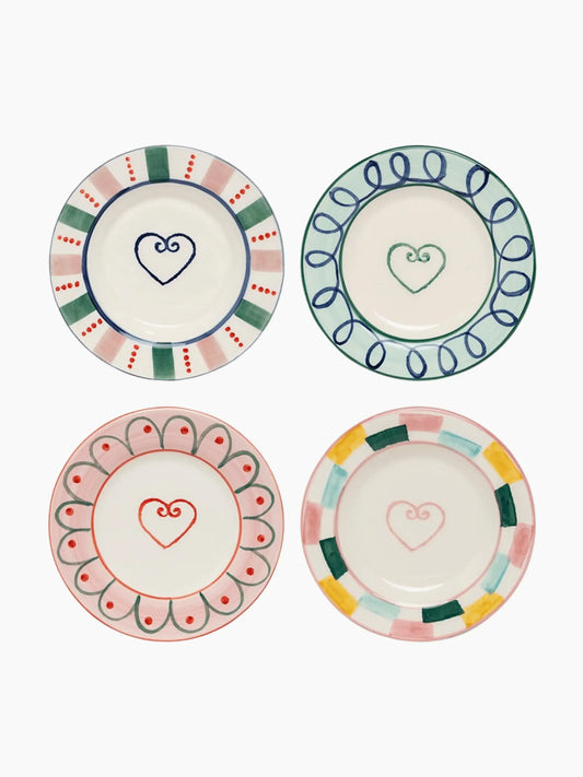 Heart Bread Plates Set of 4