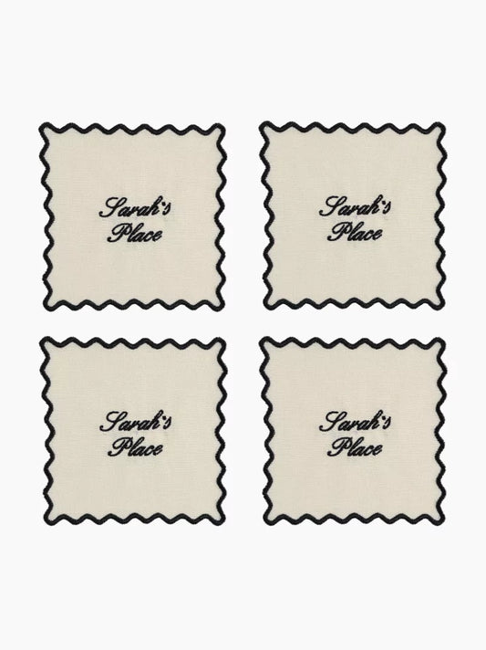 Personalised Square Cocktail Napkins Set