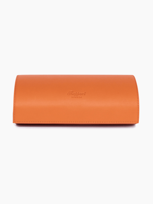 Tan Leather Three-Piece Watch Roll