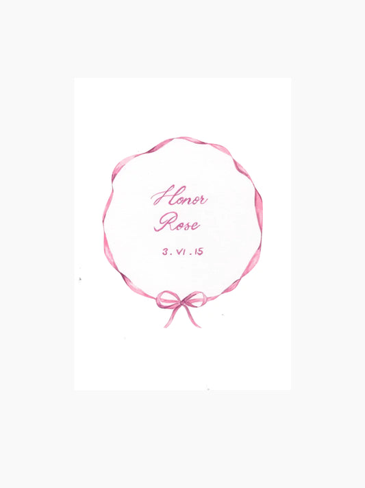 Personalised Baby Bow Print in Shell Pink