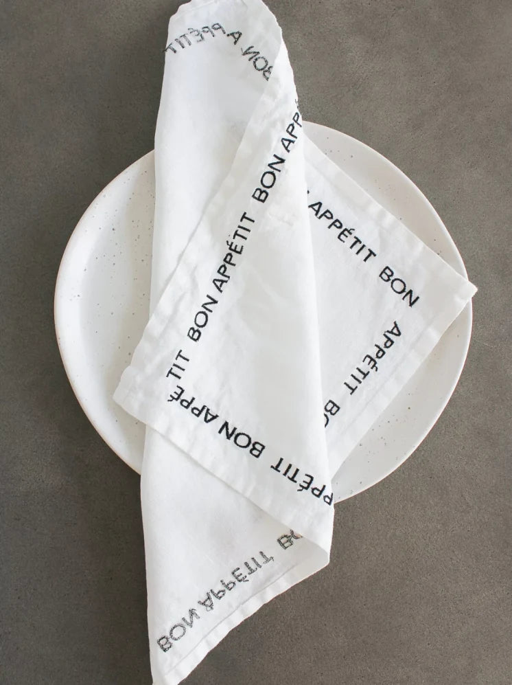 Embroidered Bon Appetit Napkins Set of 4