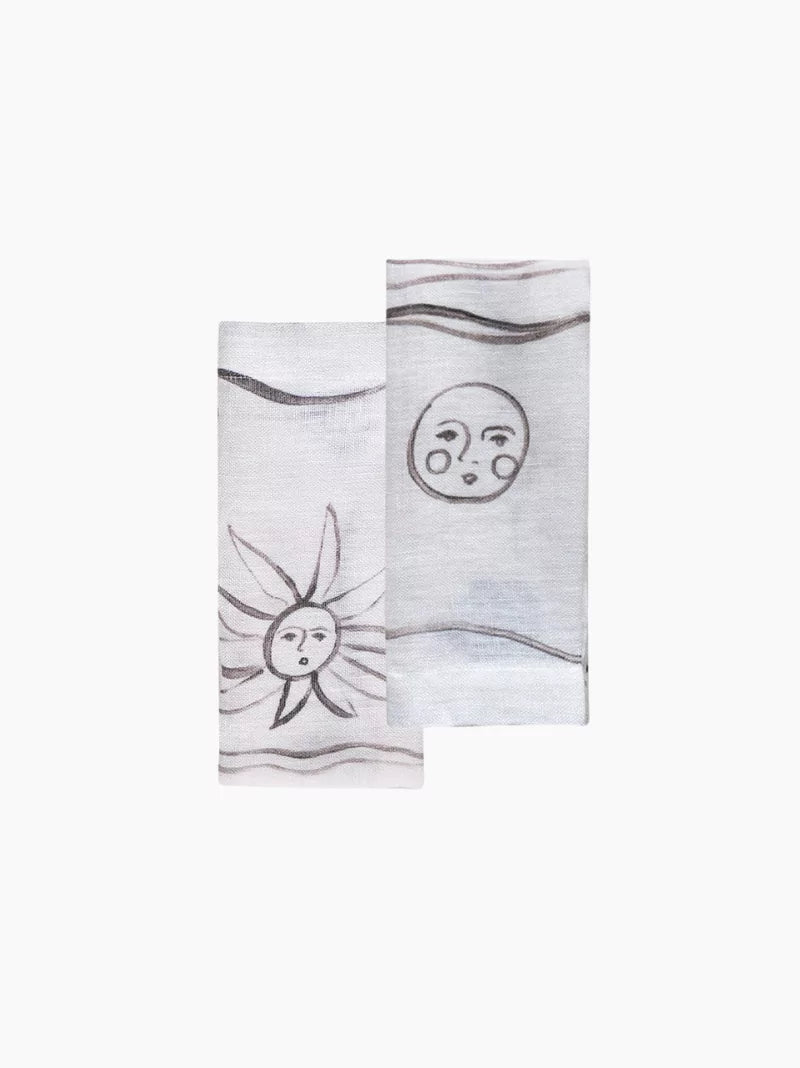 Sun & Moon Linen Napkins Set of 2