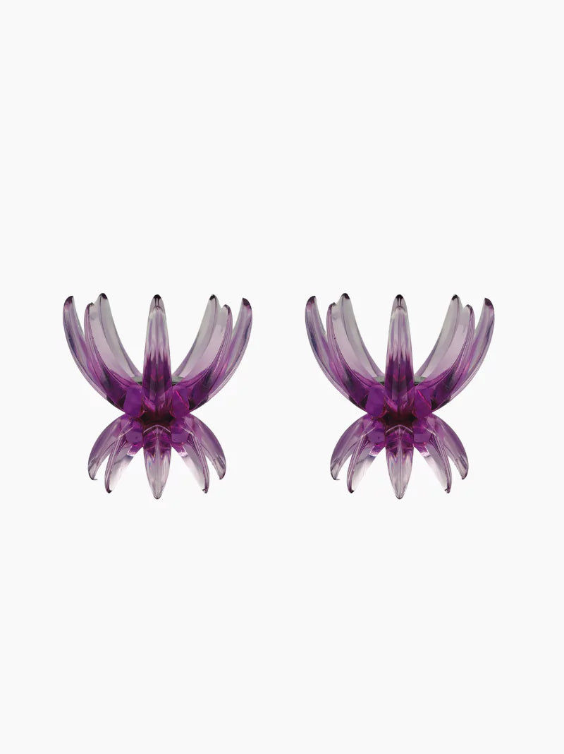 Purple Lucite Candlestick Holder Set of 2