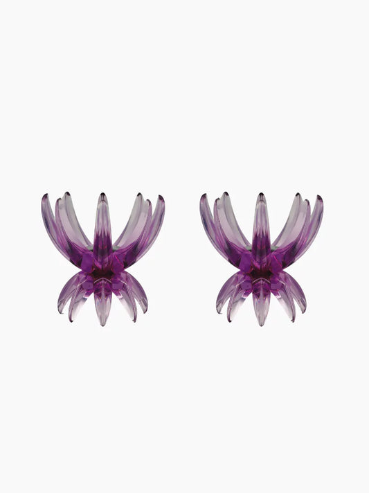 Purple Lucite Candlestick Holder Set of 2