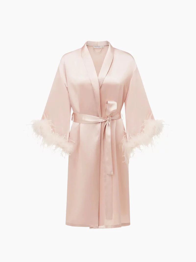 Bride-To-Be Feathered Silk Robe