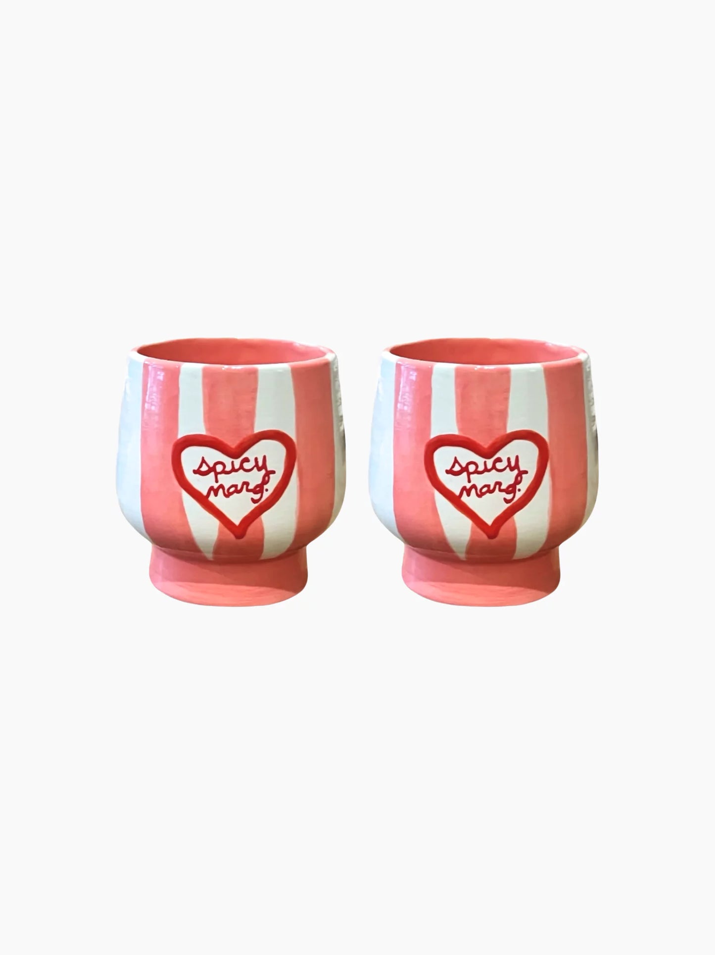 Striped Spicy Marg Heart Cups Set of 2