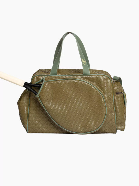 Green Woven Leather Racket Bag