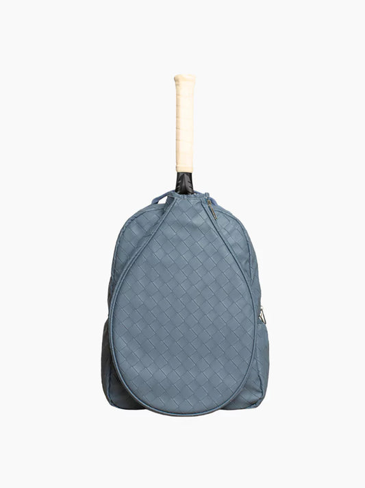 Blue Woven Leather Racket Backpack