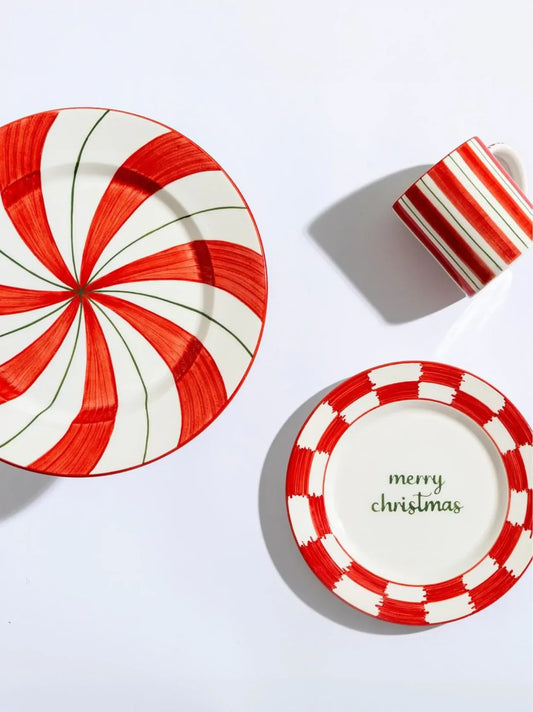 Holly Jolly Striped Christmas Mug