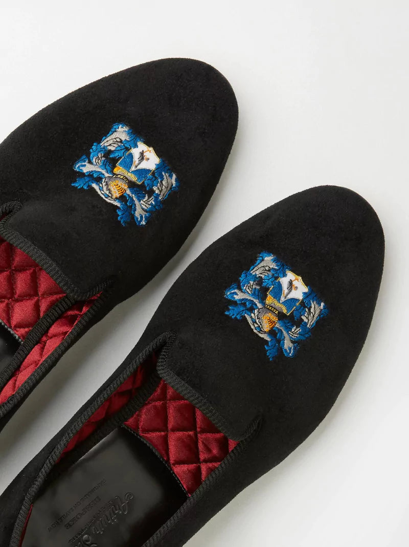 Velvet Family Crest Slippers