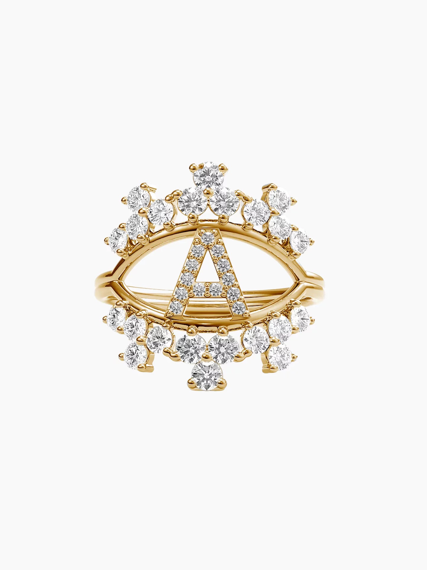 Gold Diamond Letter Ring