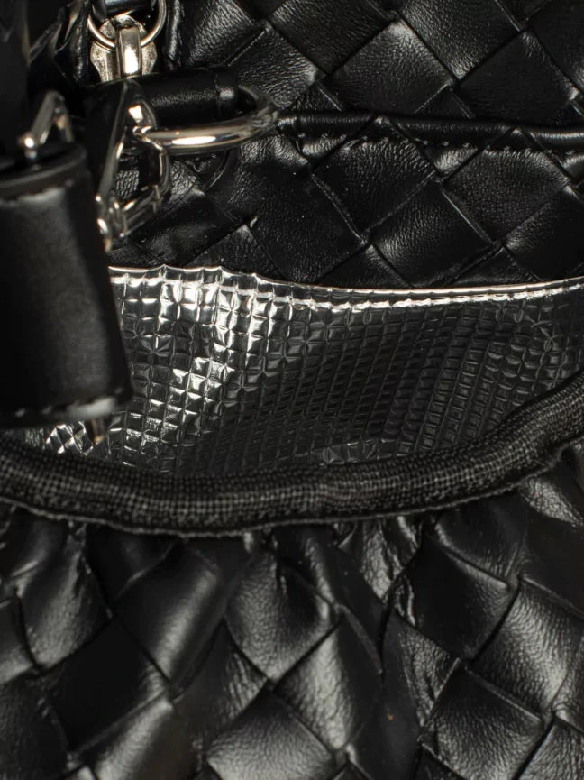 Black Woven Leather Racket Bag