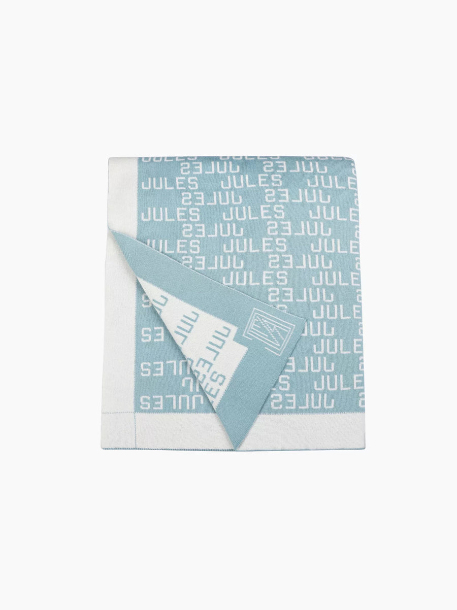 Bespoke Blue Ecru Organic Cotton Blanket