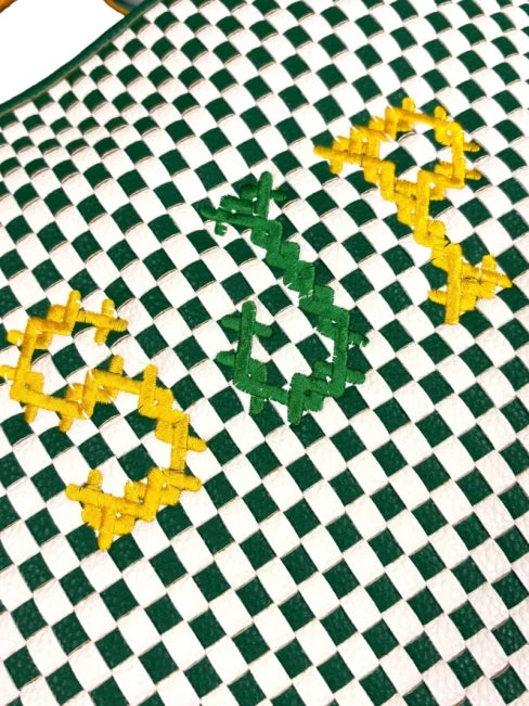 Monogrammed Embroidered Woven Bag