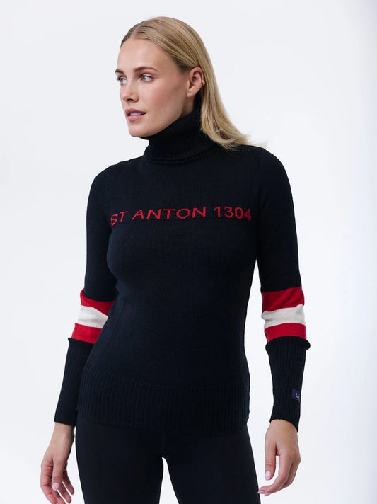 St Anton Black Knitted Jumper