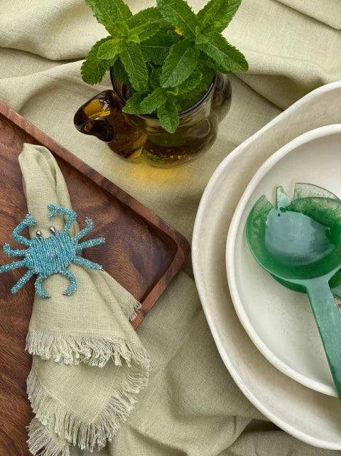 Crab Beaded Napkin Ring Set