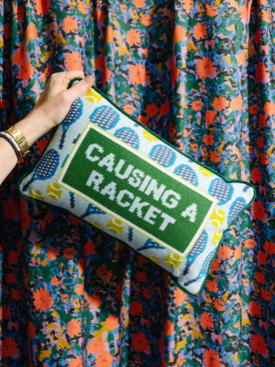 Causing A Racket Needlepoint Pillow