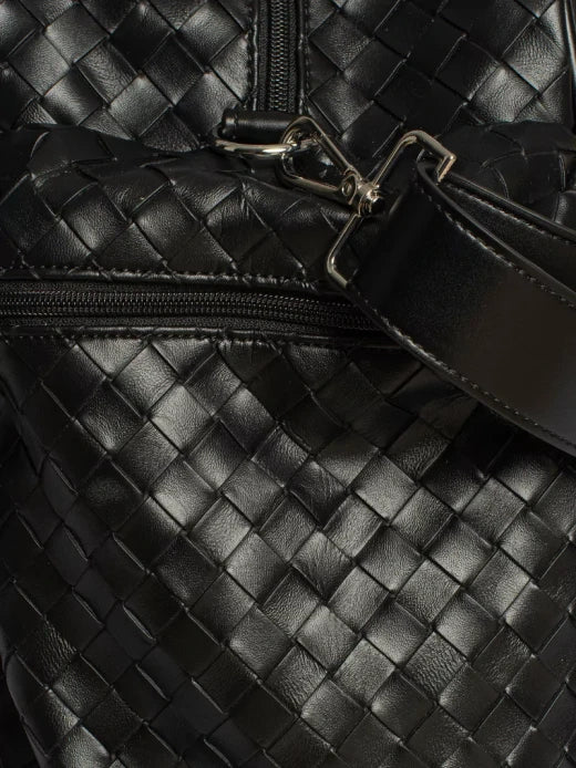 Black Woven Leather Racket Bag