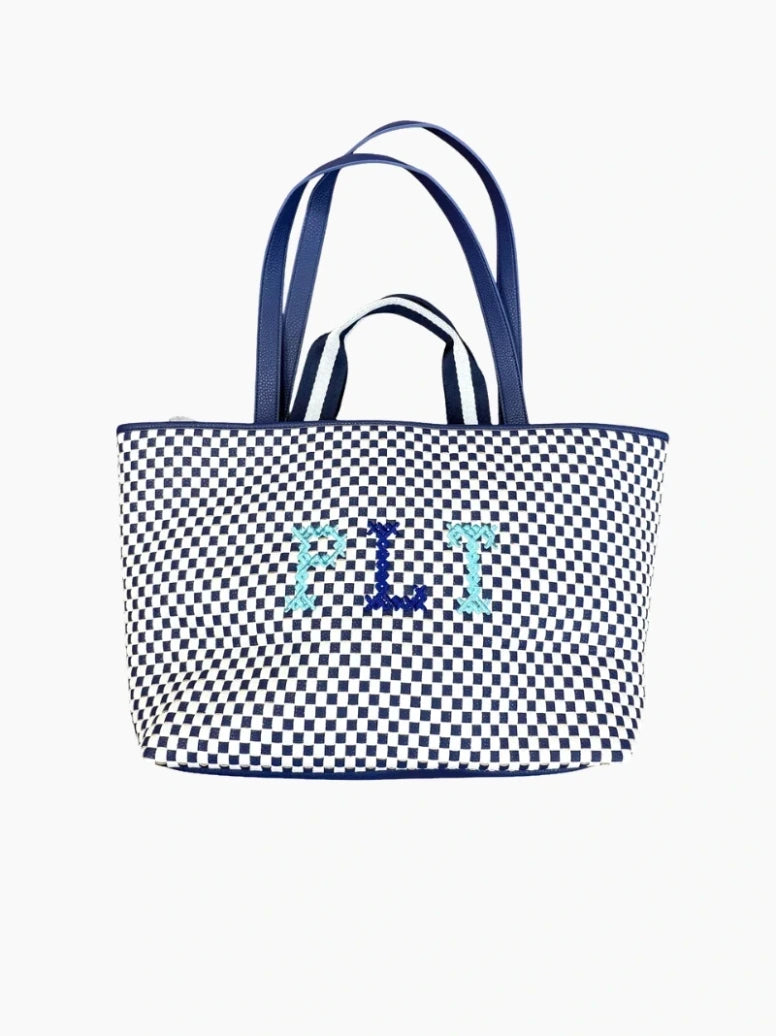 Monogrammed Embroidered Woven Bag