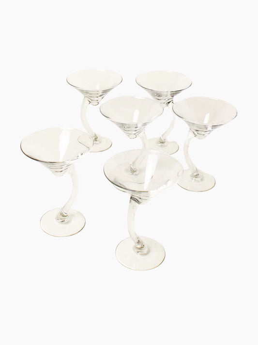 Curved Stem Cocktail Glasses Set of 4