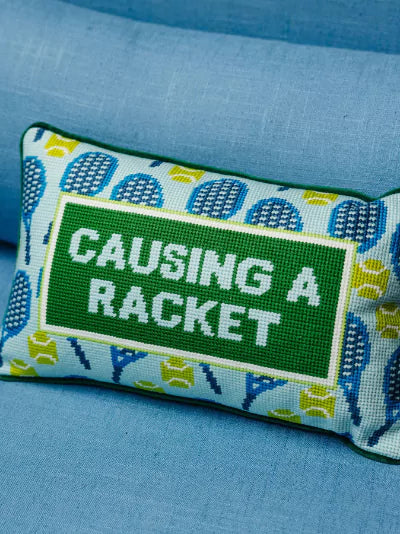 Causing A Racket Needlepoint Pillow