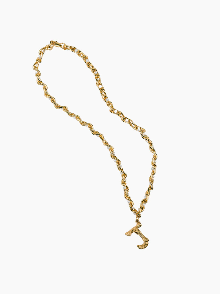 Pearl Gold Initial Chain