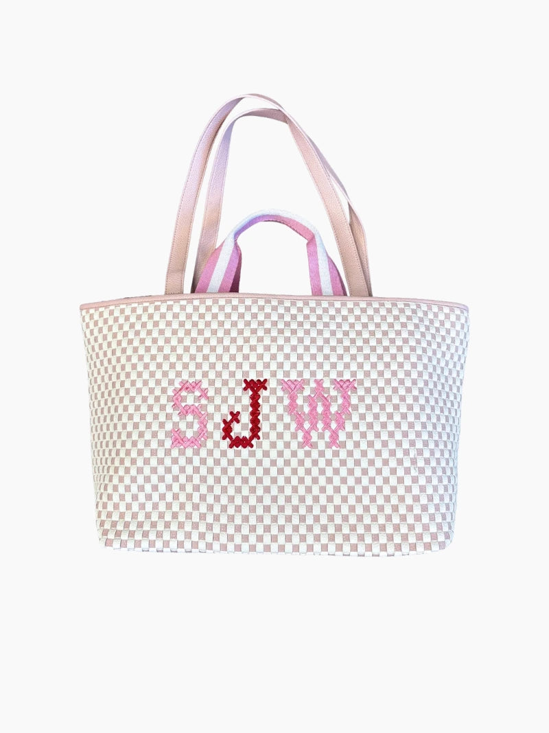 Monogrammed Embroidered Woven Bag
