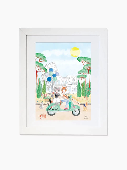 Personalised Motorbike of the Coliseum Kids Art Print