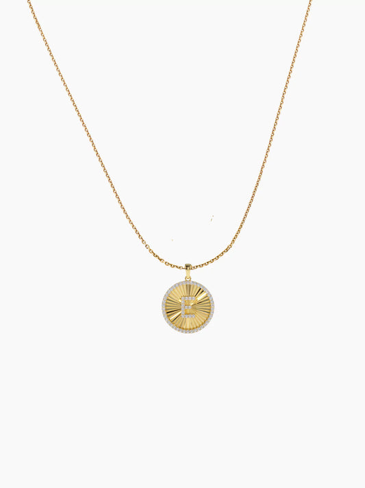 Personalised Fluted Gold Diamond Initial Necklace