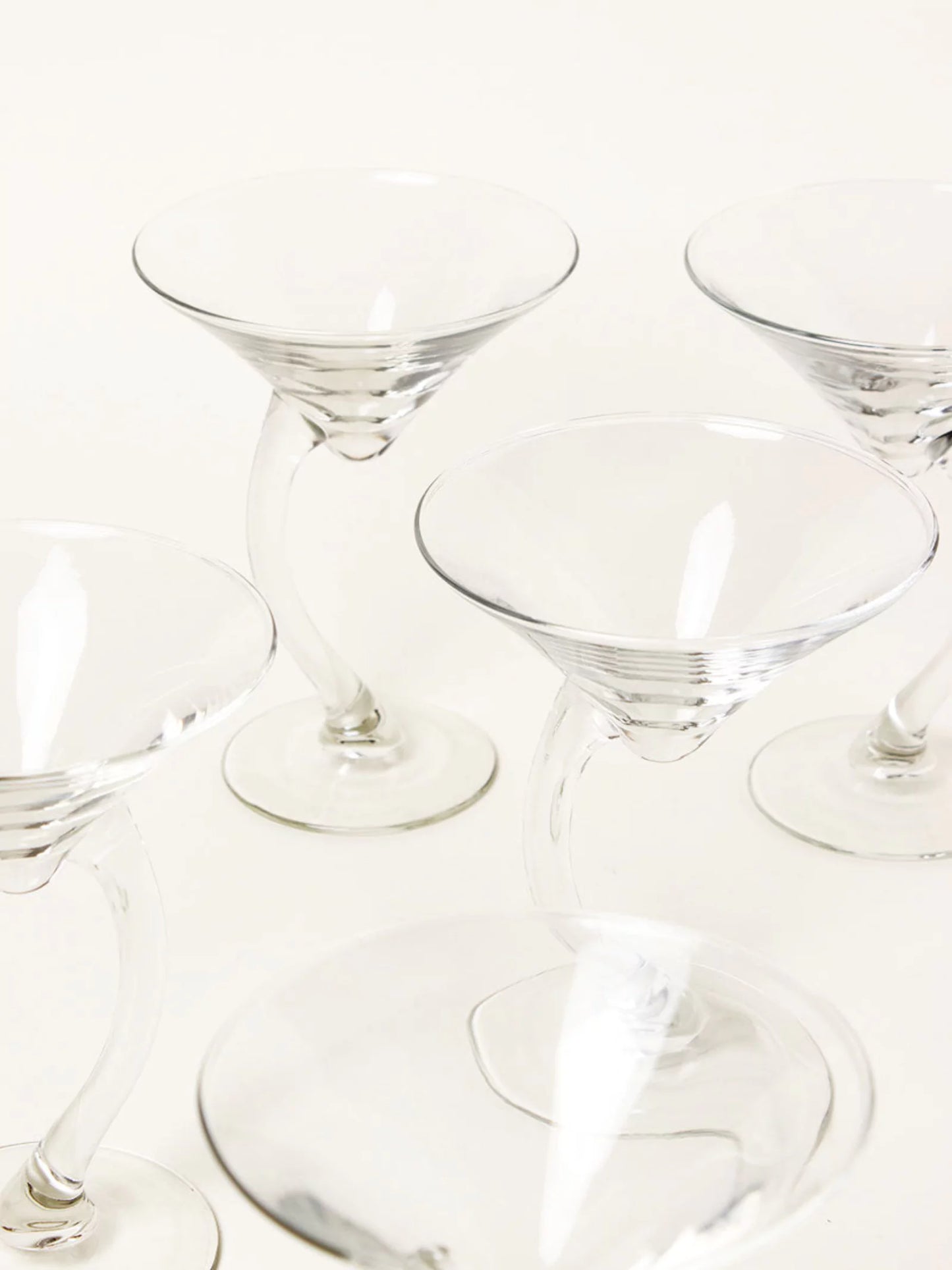 Curved Stem Cocktail Glasses Set of 4