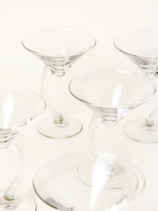 Curved Stem Cocktail Glasses Set of 4