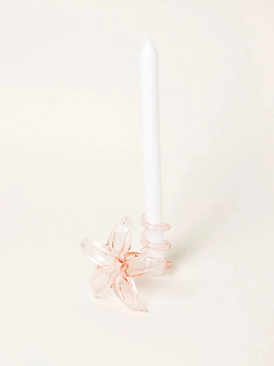 Pink Flower Glass Candleholder