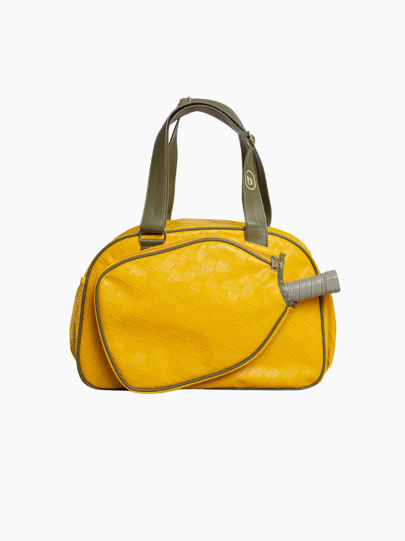 Yellow Woven Leather Pickleball Bag