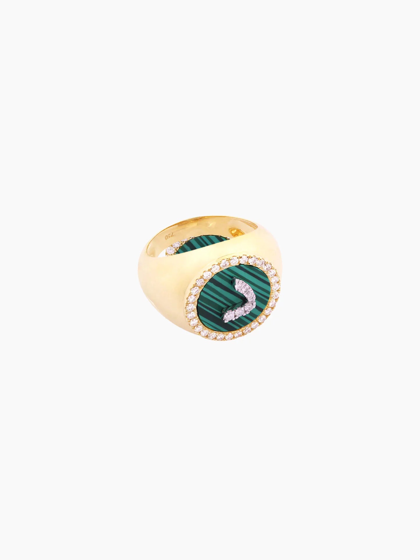 Malachite Letter Signet Ring