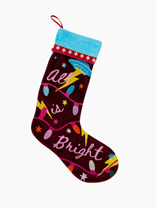 All Bright Embroidered Stocking