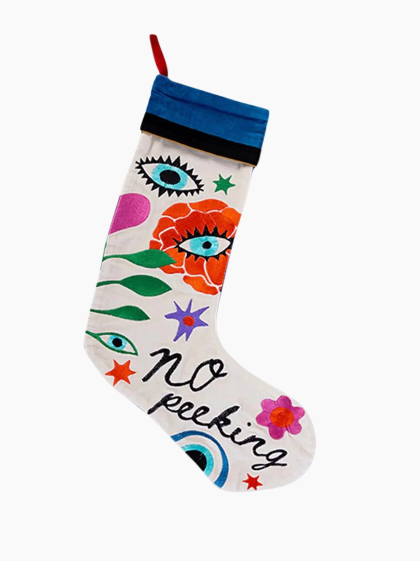 No Peeking Embroidered Stocking