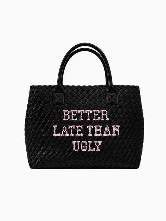 Better Late Than Ugly Embroidered Handbag