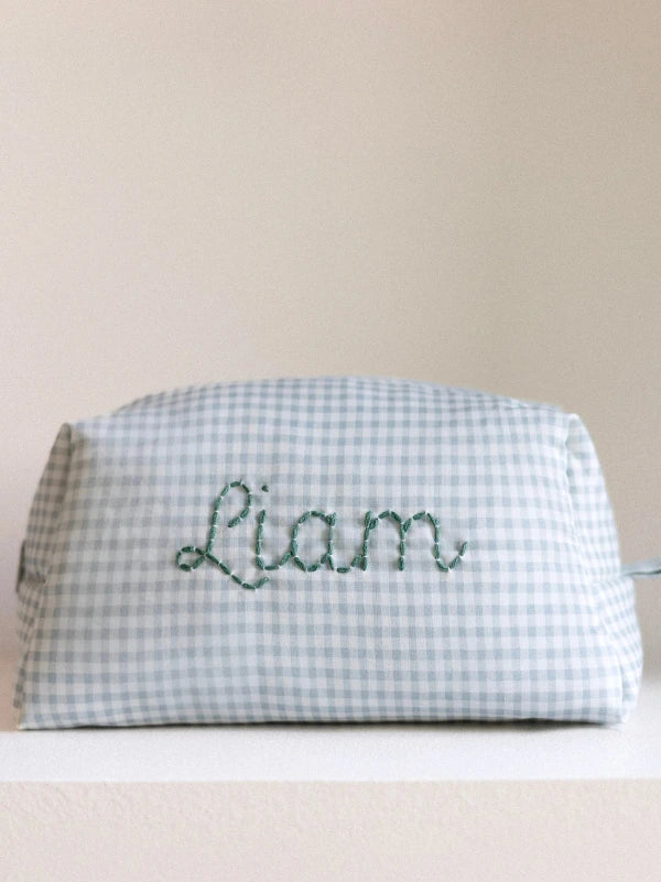 Personalised Green Vichy Baby Toiletry Bag