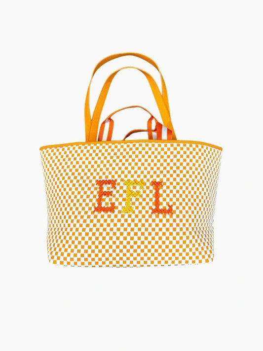 Monogrammed Embroidered Woven Bag